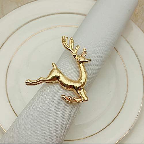 DoBThing Napkin Rings Set of 6 Silver Set of 6 Napkin Rings Christmas, Holidays, Thanksgiving (Deer-3)
