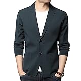 Womleys Mens Notched Lapel Cotton Cardigan Sweater Two Button Closure Knitwear (Green, Medium)
