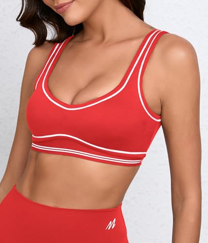 Image of Women Sweetheart Padded Sports Bra- Workout Fitness Square Neck Low Back Yoga Bra