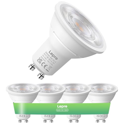 Lepro Energieklasse A GU10 LED Warmweiss, 2W 2700K Warmweiß 360 LM, Nicht Dimmbar Reflektorlampe, Energiesparendes GU 10 LED Leuchtmittel, 38° Abstrahlwinkel für Wohnzimmer, Küche, 4 Stück