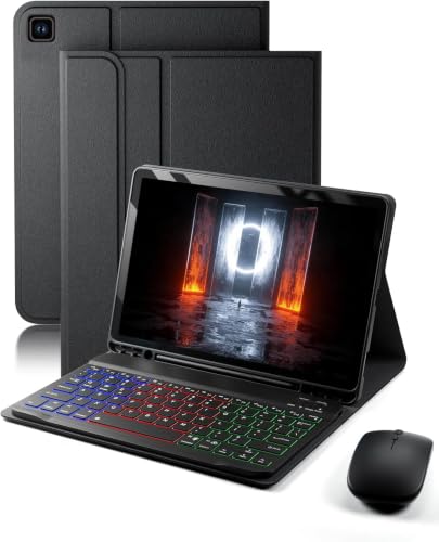 for Tab S6 Lite Case with Keyboard Samsung Galaxy Tablet S6 Lite 10.4-inch 2024/2022/2020 Dazzle Magic Keyboard Backlit Built-in Pencil Holder with Mouse Black