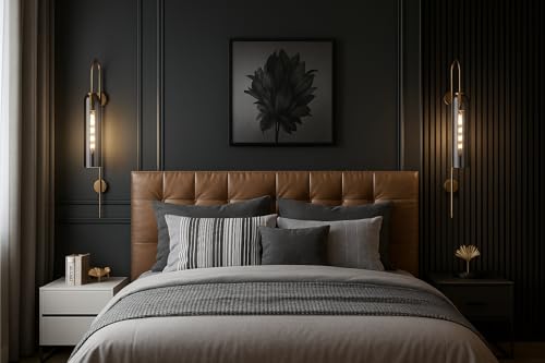 Image of CORAL TREE-Designer Antique Indoor Wall Sconce | Smoke Black Glass Wall Light for Living Room, Bedroom, Dining Area, Cafe, Bar, Restaurant & Home Decor | Bulb Included (Grey |Metal)