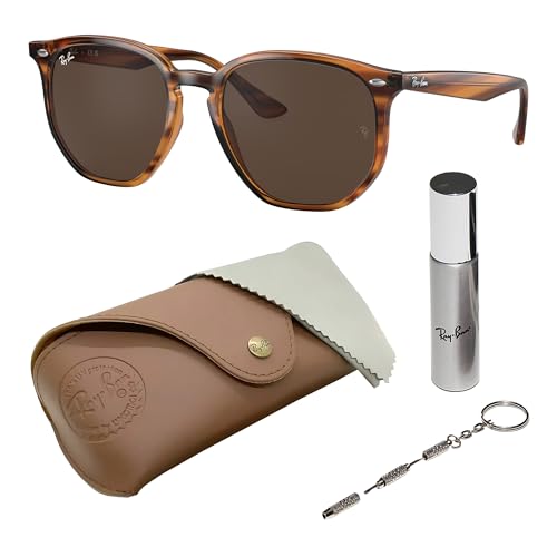 Ray-Ban RB4306 Square-Round Shape Non-Polarized Sunglasses for Men & Women Includes Official Rayban Eyewear Kit Ideal Formal & Casual Wear Sunglasess Dark Brown Lens