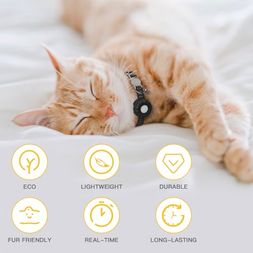 Image of GPS Tracker for Cats, Mini GPS Cat Tracker, Smart Pet Activity Tracker, No Monthly Fee, Pet Tracker Compatible with Apple Find My(iOS Only), Anti-Lost, Finder Tag for Cars, Pets, Kids, Items, Black