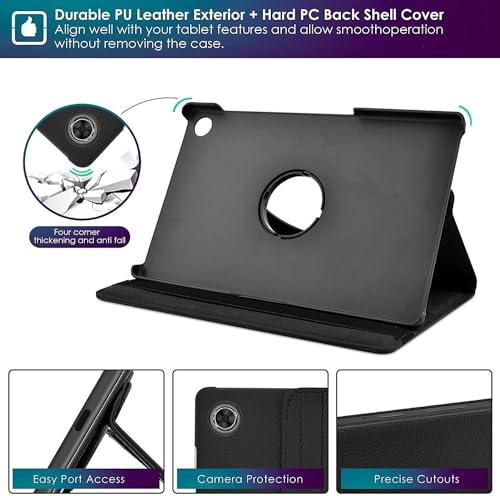 Image of Realme Pad Mini 8.7 inch Tablet (Model FIT ONLY-: RMP2105 /RMP2106) 360 Degree Rotating Flip Case Cover (Black)