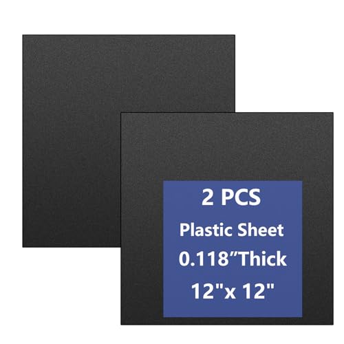 Image of 2 Pack Black Plastic Sheet 12x12x0.12 in Flexible High Tensile Plastic Sheets Black Plastic Panel for DIY Materials Handicrafts Home Decoration