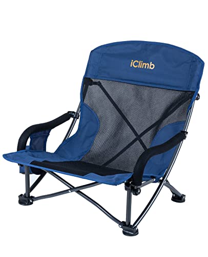 Iclimb 4 Low Wide Beach Chair And 1 Lightweight Stable Folding Rectangle Table Bundle, Ultralight Compact For Four Person Outdoor Indoor Beach Camping Glamping Concert #TOP5