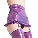 IOKUKI Latex Garter Skirt with 4 Straps Handmade,Latex Rubber Garter Skirts for Women Ruffles Theme Club Accessories XXL Purple