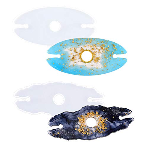 Iriisy 2 Pack Wine Glasses Holder Resin Casting Mold, Coaster Geode Agate Epoxy Silicone Cup Holder Molds for DIY Making Red Wine Tray, Glasses Storage Hanger, Home, Kitchen, Bar, Dining Decoration