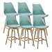 Set di 6 Sgabelli da Bar 6 Sedie Alta con Gambe di Legno Massello di Faggio con Poggiapiedi Seduta Imbottita Cucina/Bar/Ristorante - Menta Verde
