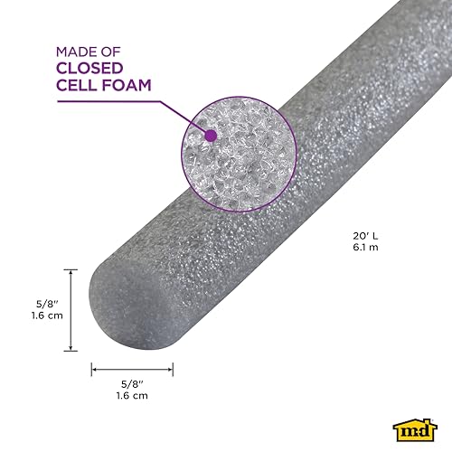 Image of MD Building Foam Backer Rod, Gray, 20ft x 5 /8in for Large Gaps