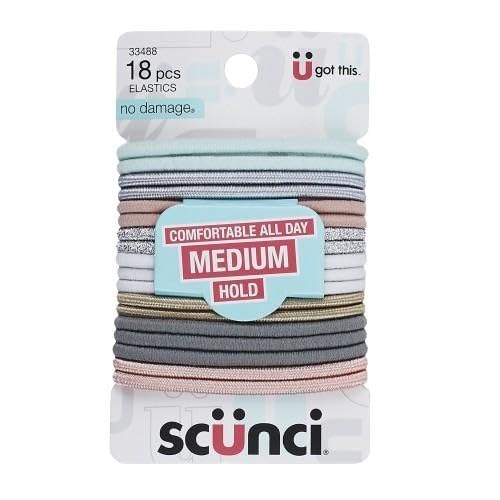 Scunci No-Damage Elastic Stretch Nylon Hairbands in Pastel Colors, 18-Pieces, Assorted Pastel, 1 count (Pack of 18) - Image 2