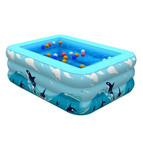 Piscina Inflable Engrosada De sobre El Suelo Piscina Hinchable Adolescente Summer Piscina Inflable con diseño de Orca y Gatito para Juegos acuáticos al Aire Libre en Jardines（Azul）
