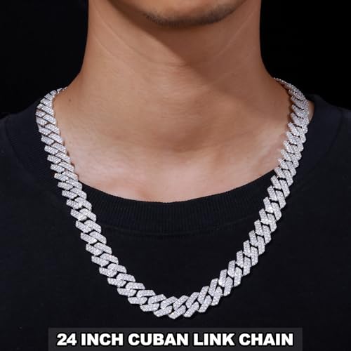 Image of Ucciyo 20MM Cuban Link Chain for Men Iced Out Miami Cuban Necklace 18k Gold Plated 5A+ Zicron 10MM /12MM /14MM /20MM Iced Out Chain Gold /Silver Bling Luxury Hip Hop Jewelry For Women Men