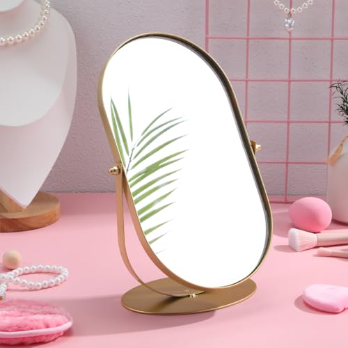 Espejo para maquillaje vintage ovalado con marco de metal miniatura 3