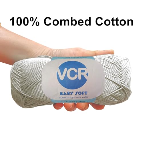 Image of VCR 4Ply Pearl Cremy White Yarn, 100 Grams Hank, 320 Meters Length, Cotton Combed Ball for Crochet and Knitting, Soft Crosia Threads, Pack of 1 Yarn, Suitable for DIY Crafts