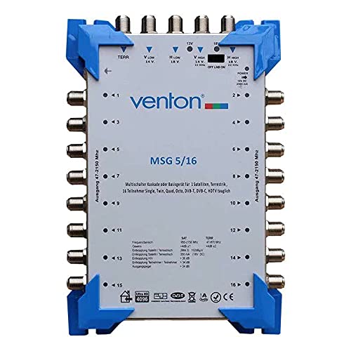 Venton Sat Multischalter 5/16 MSG I Multiswitch für bis zu 16 Teilnehmer I Sat-Verteiler 5...