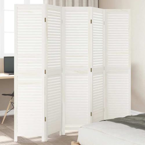 Separador de habitaciones de madera maciza de paulownia, 5 piezas, 175 x 180 cm, plegable y independiente, biombo de privacidad para salón, dormitorio, oficina, divisor opaco y pared decorativa