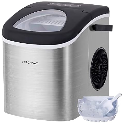 VTECHVAT Eiswürfelmaschine Eiswürfelbereiter 1,2 Liter Wassertank, kurze Produktionsdauer 6-8 Minuten tragbar Ice Maker Cover