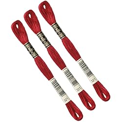 DMC - Pack de 3 madejas Mouliné Spécial 117MC ROJO 321 - Hilo de bordar 100% algodón - Se adapta a todas las técnicas y soportes de bordado, ideal para el punto de cruz