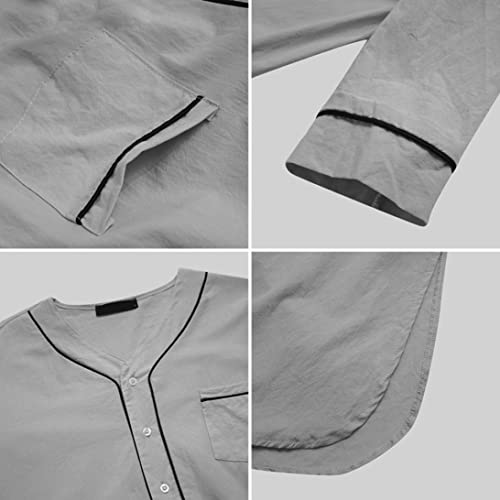 Mens Nightshirt - Cotton Long Sleeve Lounge and Sleep Henley Shirt Pajama - Mens Nightgown, Big Sleeping Top, XL Grey4