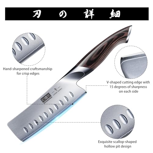 Image of HOSHANHO 5.5 Inch Nakiri Knife, Japanese High Carbon Stainless Steel Chef Knife, Multipurpose Meat Vegetable Sharp Kitchen Knife with Ergonomic Pakkawood Handle
