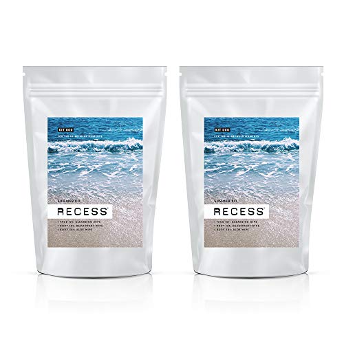 Best Seller SUMMER KIT: Includes 1 Cleansing Face Wipe, 1 Aluminum-Free Deodorant Wipe and 1 Alcohol-Free Aloe Wipe- Biodegradable Wipes for All Skin Types, TSA Friendly, Unisex- RECESS KIT 000 (3 To-Go Wipes) (Pack of 2) Best Seller SUMMER KIT: Includes 1 Cleansing Face Wipe, 1 Aluminum-Free Deodorant Wipe and 1 Alcohol-Free Aloe Wipe- Biodegradable Wipes for All Skin Types, TSA Friendly, Unisex- RECESS KIT 000 (3 To-Go Wipes) (Pack of 2)