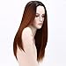 Ombre Synthetic Wigs Brown Natural Looking 2 Tone Black Roots Long Straight Dark Brown Wig Heat Resistant Wigs with Wig Cap (Brown)