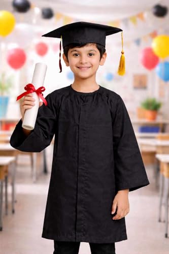 Image of Graduation gown for kids with Cap for convocation dress for school ceremony