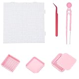Baiinjiene 7PCS Fuse Beads Tool Kit for 2.6mm Mini Beads, Efficient Precision Bead Picker with Single Needle Tweezers, Alignment & Sorting Tray, Craft Storage Box for DIY Pixel Art (Pink)