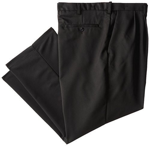 Haggar Men's Big-Tall Cool 18 Gabardine Hidden Expandable Waist Pleat Front Pant, Black, 46x32