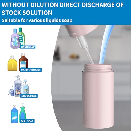 Image of Aunmaon Automatic Soap Dispenser Touchless, Modern, Kitchen & Bathroom, Hands-Free, Adjustable Volume, Long Battery Life, Compatible with Thick & Thin Soap, Easy for Toddlers, Clog-Free, Pink