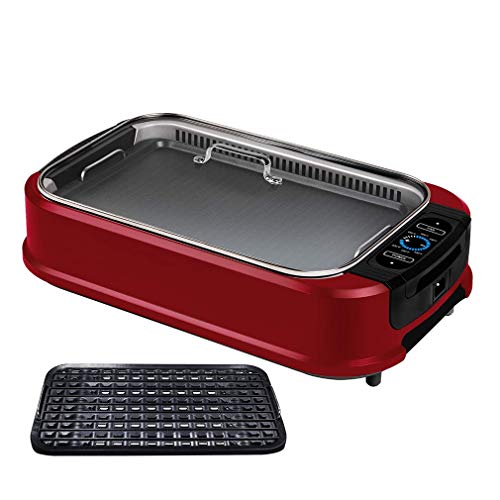 1500W Elektro Smokeless Grill Mit Glasdeckel, Grillrost Und Grillplatte 2 Platten Abnehmbare, Bewegliche BBQ Grillen & Searing,