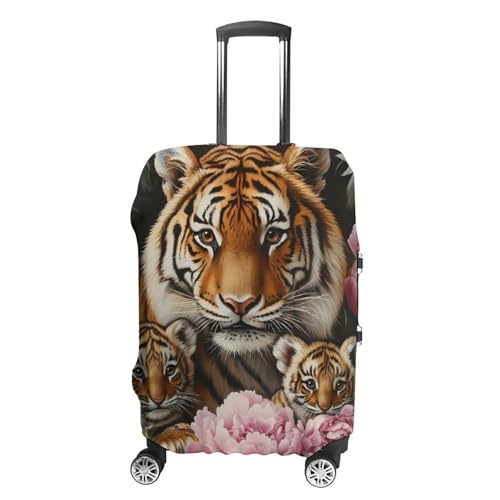 Tiger Mom with Flower Travel Luggage Cover Suitcase Protector Baggage Covers for Men Women S