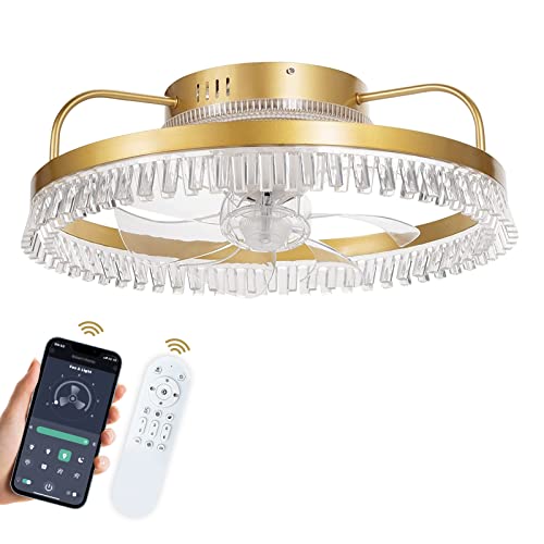 Jinyudabang 360° Oscillating Flush Mount Ceiling Fans With Lights And Remote Control cover