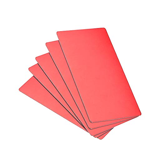 Carte de visite vierge en métal rouge uxcell 80x40mm pour gravure laser x5