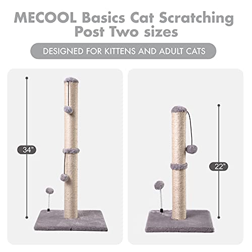 Mecool 34“ Tall Cat Scratching Post Premium Basics Kitten Scratcher Sisal Scratch Posts Trees With Hanging Ball For Indoor Cats (34 Inches For Adult Cats, Gray) #TOP4
