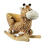 Ponyland Giraffe Rocking Chair for Toddlers – Plush Ride-On Toy with Music, Footrest, Seat Belt & Wooden Base – Soft Rocker for Kids 18 Months+, Develops Balance & Coordination – 66 lb Weight Limit