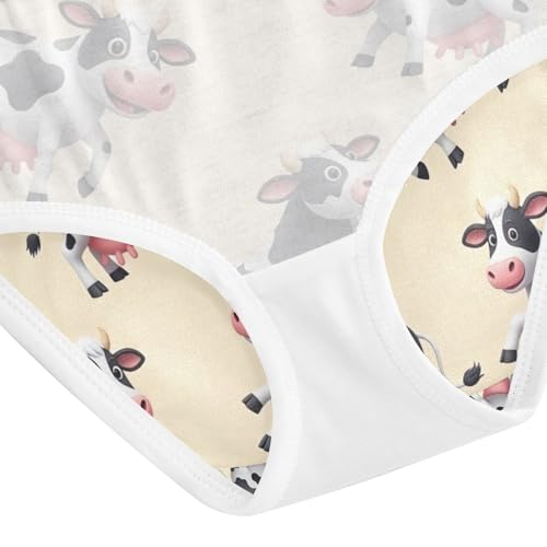 Panties for Girls, Black White Cows Beige Toddler Briefs, Cotton Underwear for Girls, 2T–8 Years4