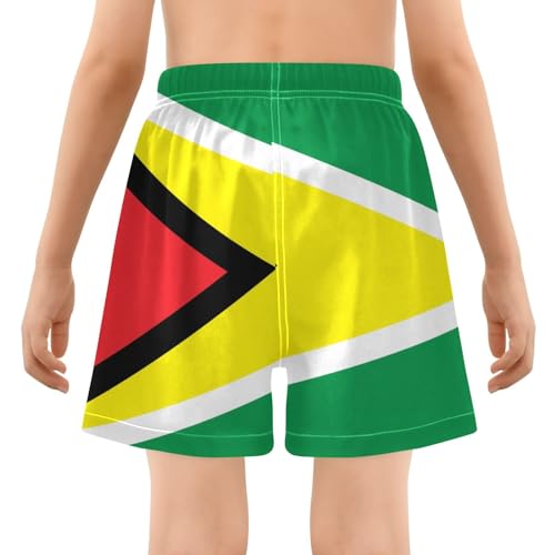 Aflyko Patriot Boys' Board Shorts Flag of Guyana Girls Swim Trunks Beach Bathing Suit 4-13T3
