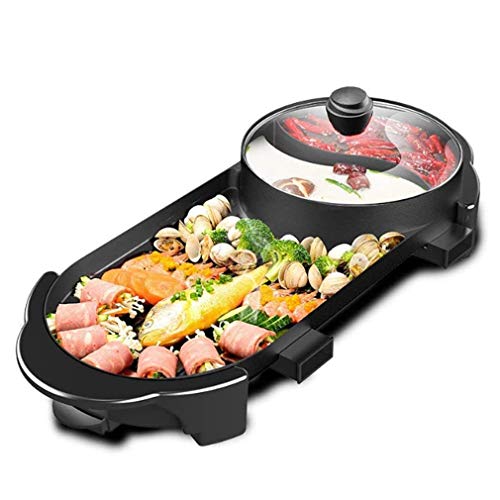 Tragbarer Elektrogrill, Indoor Grill Hot Pot Chafing Dish, Haushalt Multifunktionale Antihaft-Pfanne Elektroherd Mit 5 Temperatureinstellungen
