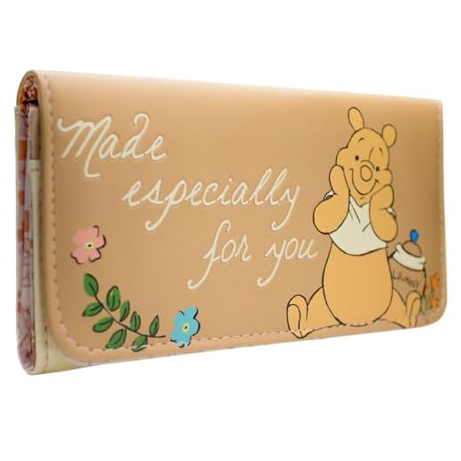 Winnie The Pooh Flores & Miel Hecho para Ti Cartera Tri-Fold Bolsillo para Monedas & Tarjetero, Naranja