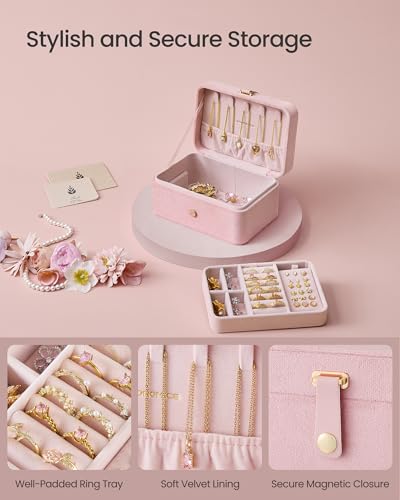 Image of SONGMICS Travel Jewelry Organizer, 2-Layer Portable Jewelry Box Case