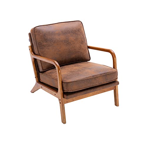 Sillón Accent moderno para sala de estar, silla de recepción con marco de madera y sofá tapizado para dormitorio, sala de recepción, oficina y salón de café