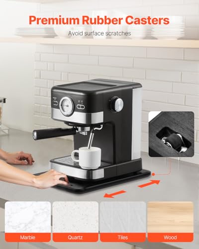 Image of VEVOR Appliance Slider, Medium 14 x 9.5-inch, Rolling Sliding Tray with Silent Rubber Wheels & Hollow Handle, Easy to Clean, Appliance Rolling Tray for Coffee Maker, Kitchen Countertop, Black