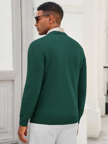 Runcati Mens Crewneck Sweater Slim Fit Casual Knit Lightweight Ribbed Pullover Fall Winter Textured Dress Sweaters3