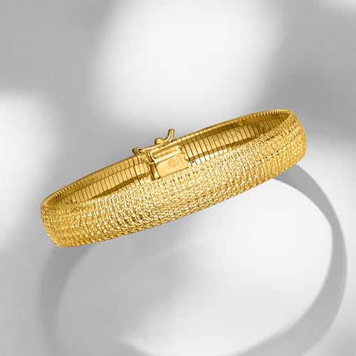 Ross-Simons Italian 18kt Gold Over Sterling Textured and Polished Omega Bracelet3