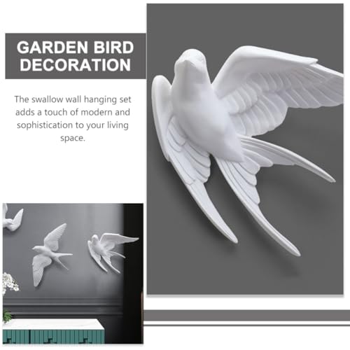 Décoration murale extérieure 3d oiseau hirondelle blanche lot de 2 - 6