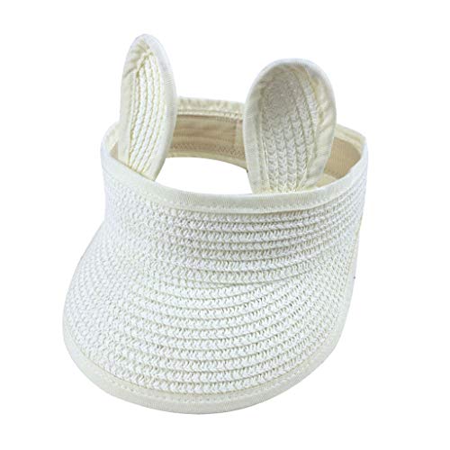 Kids Empty Top 𝗦traw Sun Visor Hat Summer Folding Baby Girl Boy Adjustable Bunny Ear Shape Wide Brim Cap