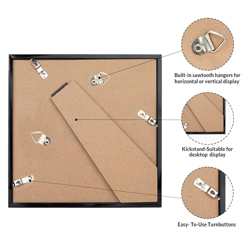 LaVie Home 6x6 Picture Frame for Wall Display, 6x6 Black Picture Frame with HD Plexiglas, 6 x 6 Frame 1 Pack, Display Frame for Vertical or Horizontal, Classic Collection